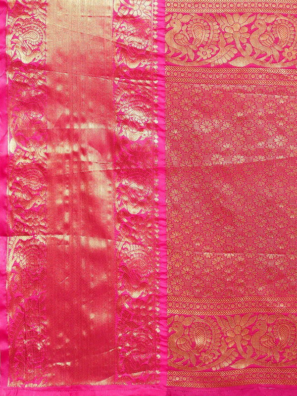 Black Pure Silk Saree with Woven Zari Polka Dots and Blouse Piece