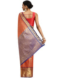 Red Pure Silk Polka Dot Saree with Woven Zari and Blouse Piece