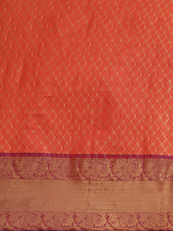 Red Pure Silk Polka Dot Saree with Woven Zari and Blouse Piece