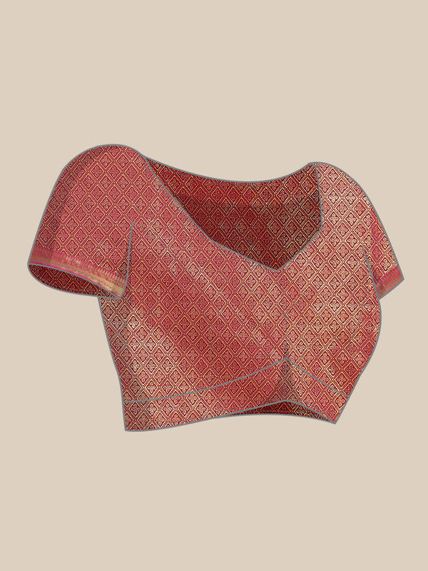 Green Brocade Woven Zari Paisley Saree with Unstitched Blouse