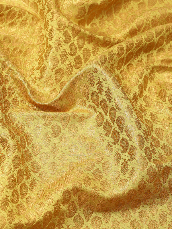 Yellow Brocade Woven Zari Design Paisely Saree with Unstitched Blouse - Hiral Fashion