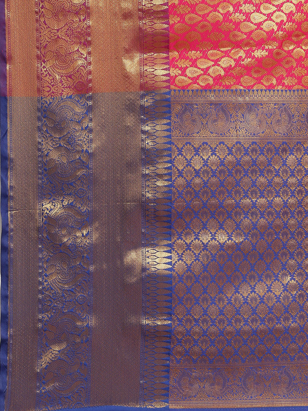 Pink Brocade Woven Saree with Zari Paisley Design & Blouse