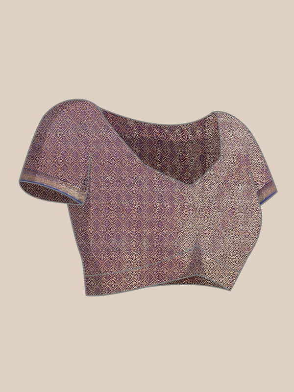Pink Brocade Woven Saree with Zari Paisley Design & Blouse