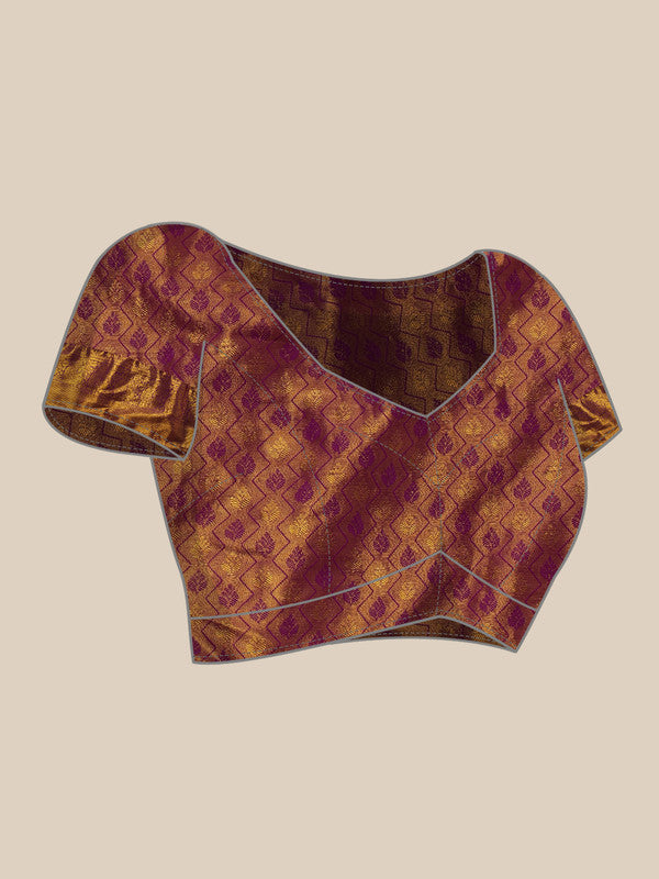 Mustard Pure Silk Woven Zari Design Floral Saree with Blouse