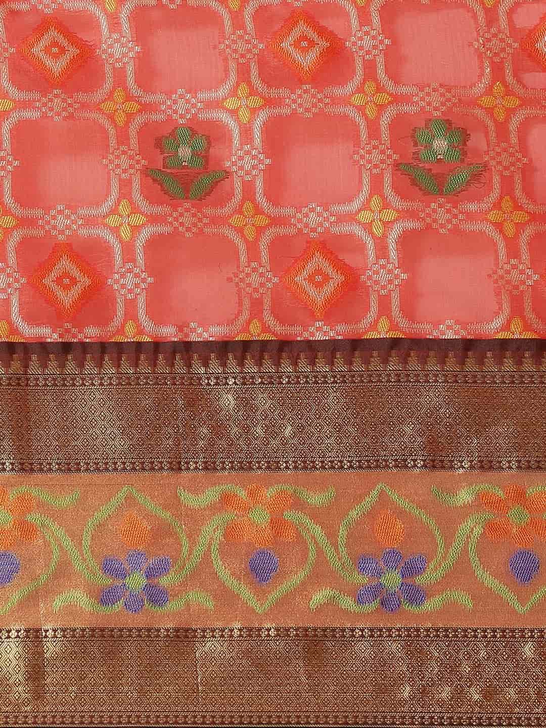 Red Ikat Art Silk Saree with Elegant Floral Woven Design