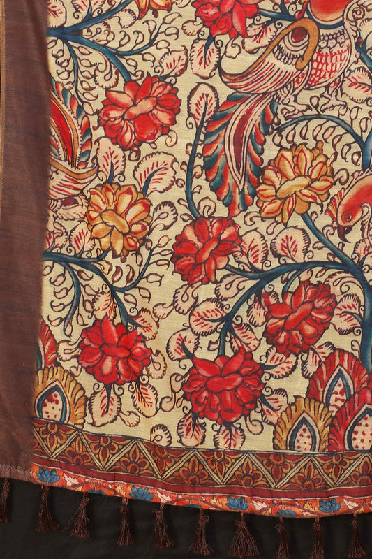 Blue Cotton Blend Saree with Abstract Digital Print