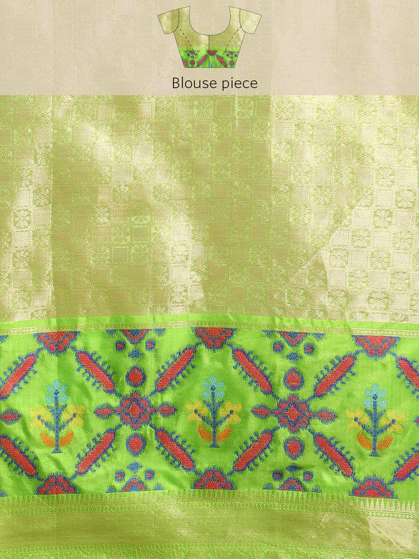 Gray Silk Blend Geometric Saree with Woven Zari Design