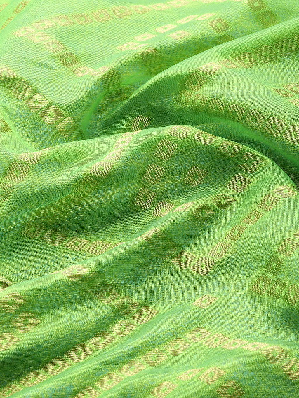 Green Silk Blend Geometric Woven Zari Design Saree