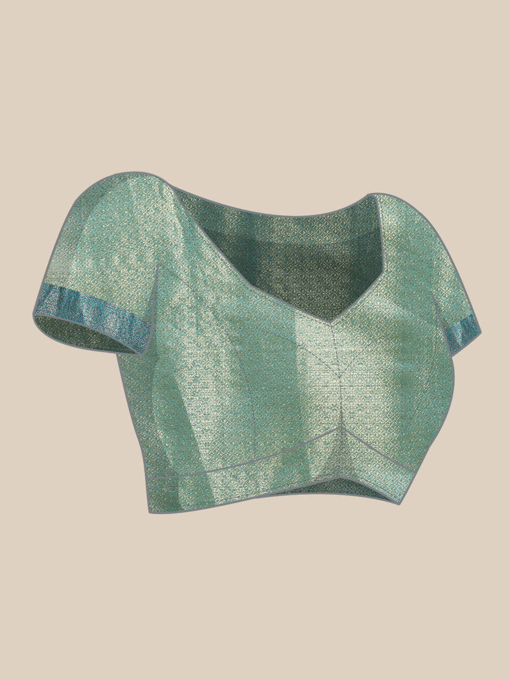 Green Silk Blend Geometric Woven Zari Design Saree