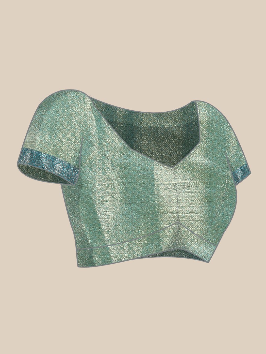 Green Silk Blend Geometric Woven Zari Design Saree