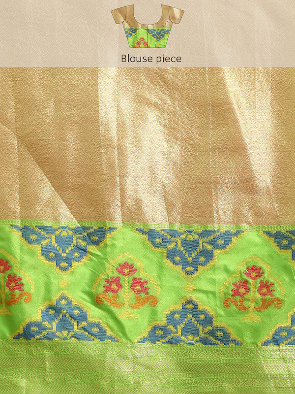 Pink Silk Blend Woven Zari Geometric Saree with Blouse Piece