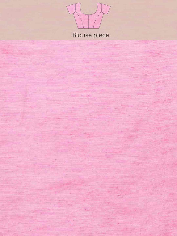 Pink Pure Cotton Saree with Paisley Woven Zari Design
