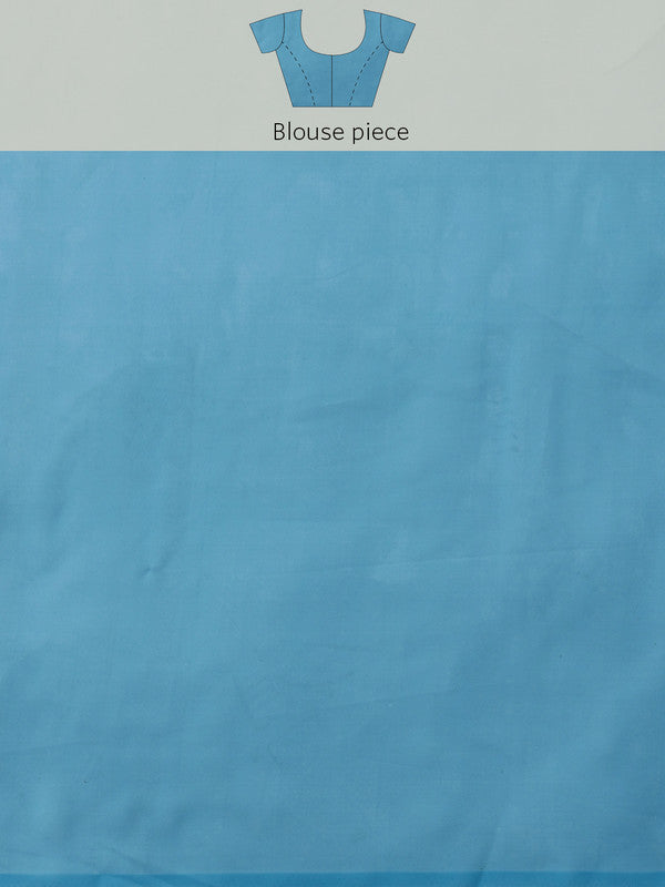 Blue Polyester Saree with Modern Abstract Digital Print