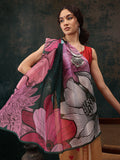 Yellow polyester saree with modern abstract digital print