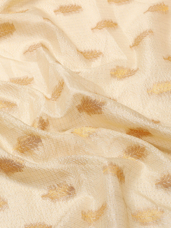 Yellow Tissue Silk Woven Zari Design Floral Saree with Blouse