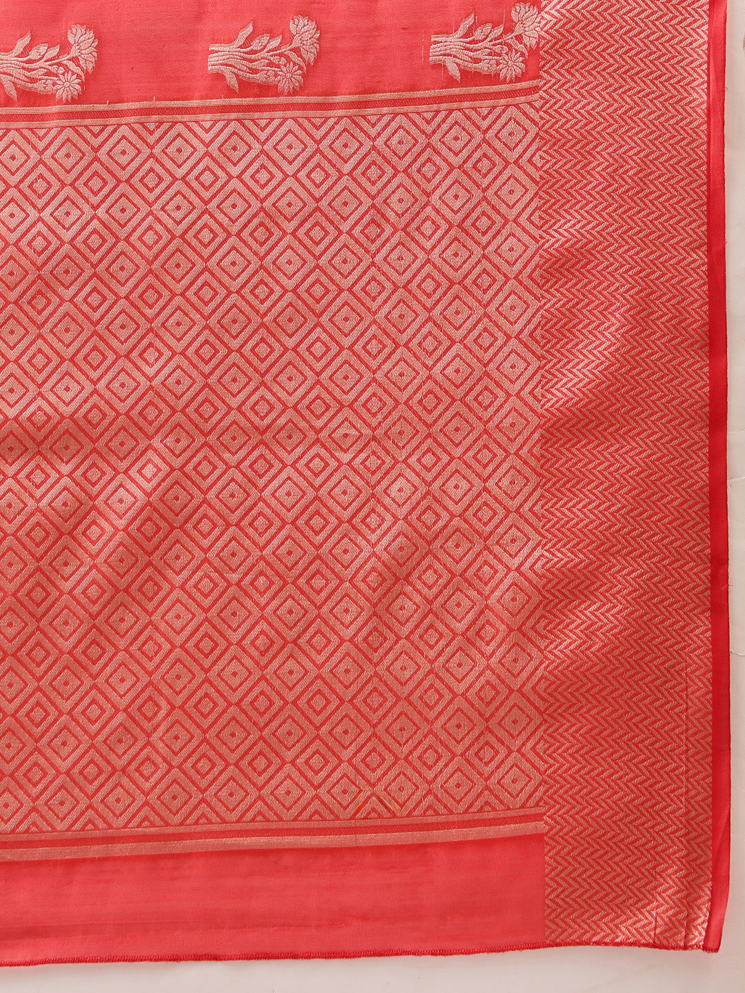 Red Banarasi Organza Silk Floral Woven Saree for Wedding Party