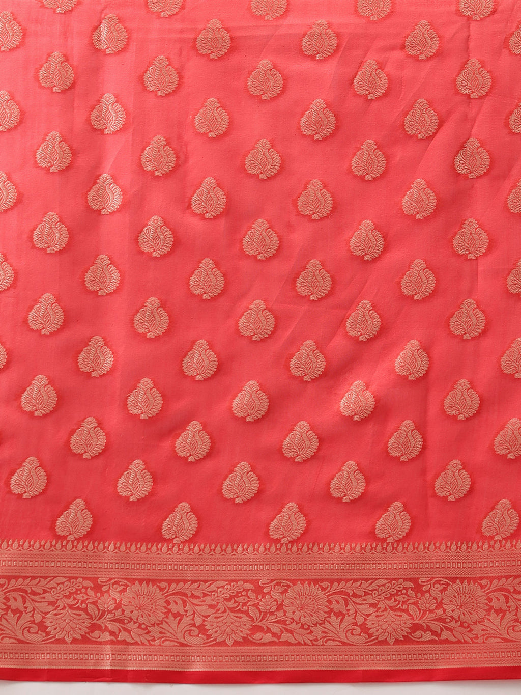 Red Banarasi Organza Silk Floral Woven Saree