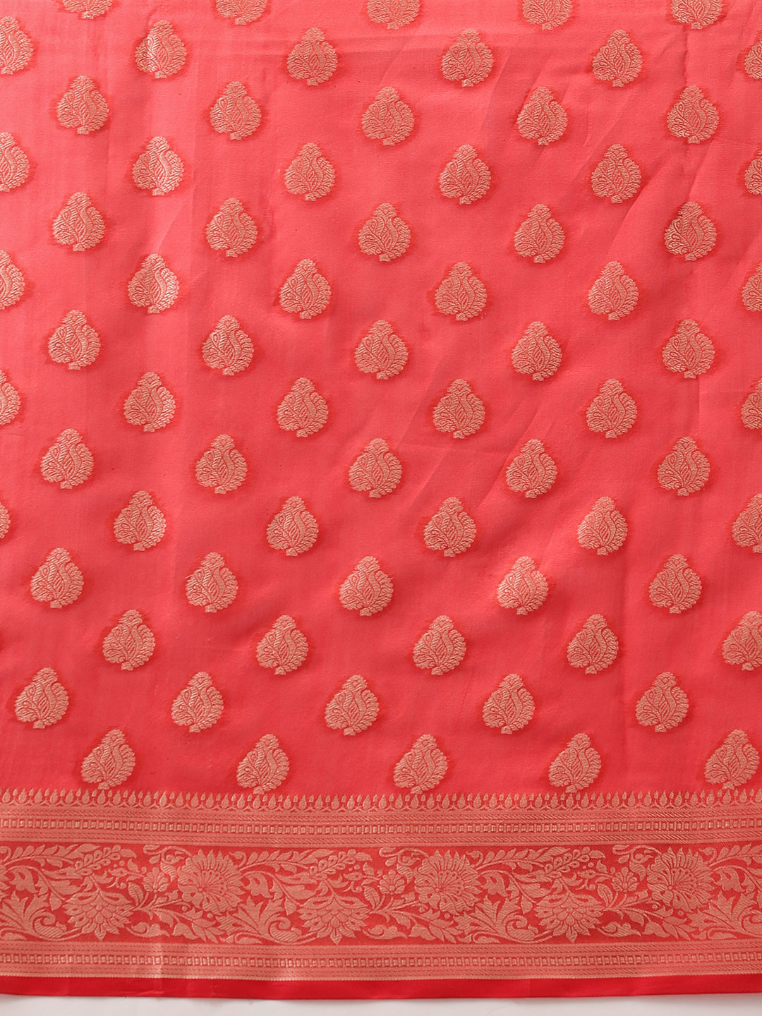 Red Banarasi Organza Silk Floral Woven Saree