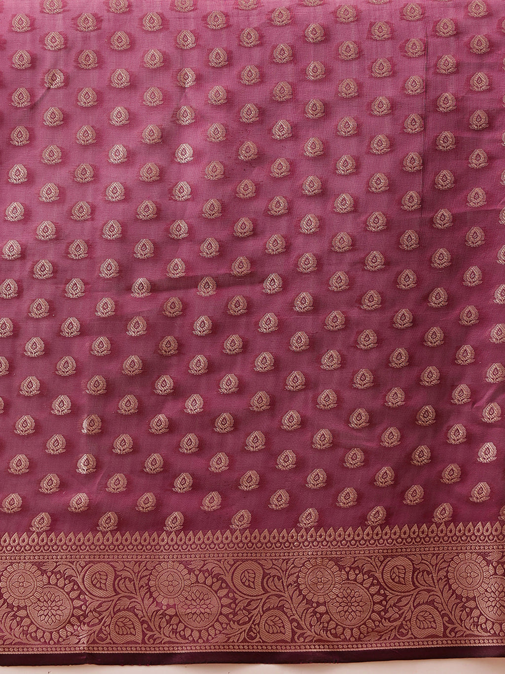 Purple Banarasi Organza Silk Saree with Floral Design