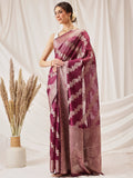 Purple Banarasi Organza Silk saree with traditional Lahariya woven patterns