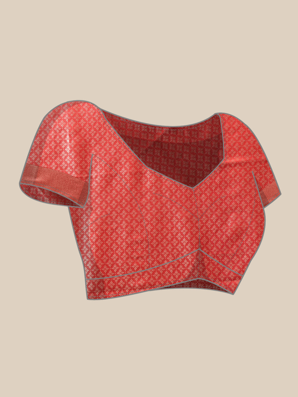 Red Banarasi Organza Silk Saree with Lahariya Woven Design