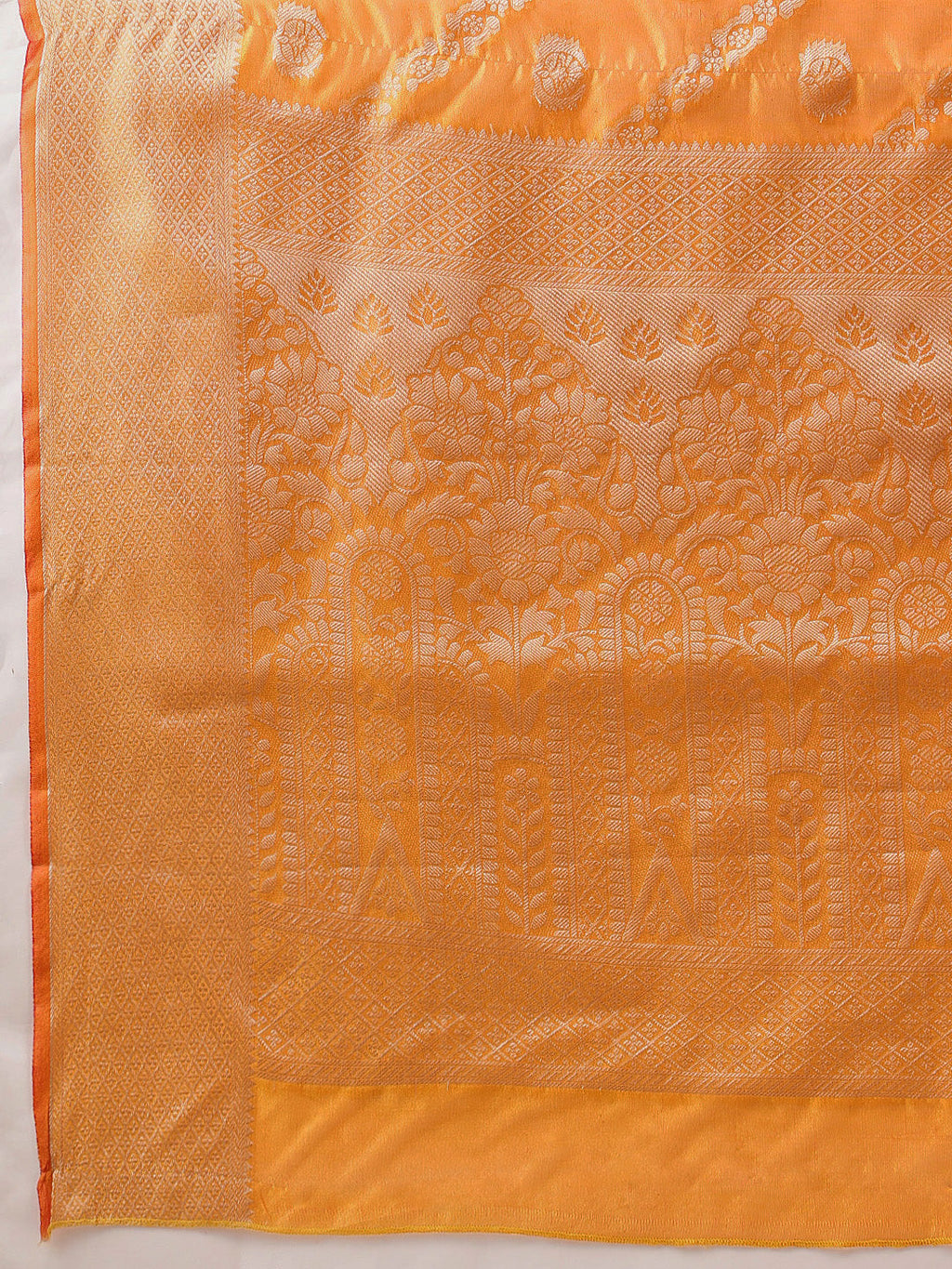 Yellow Banarasi Organza Silk Lahariya Woven Design Saree