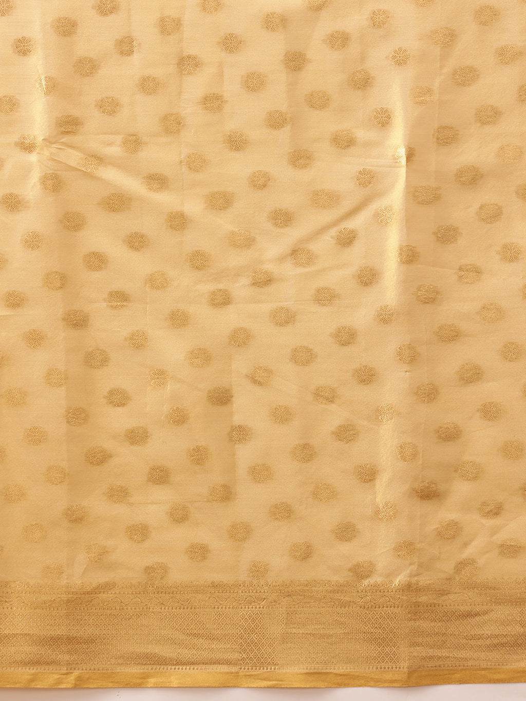 Beige Kanjivaram Tissue Silk Saree with Floral Zari Weave