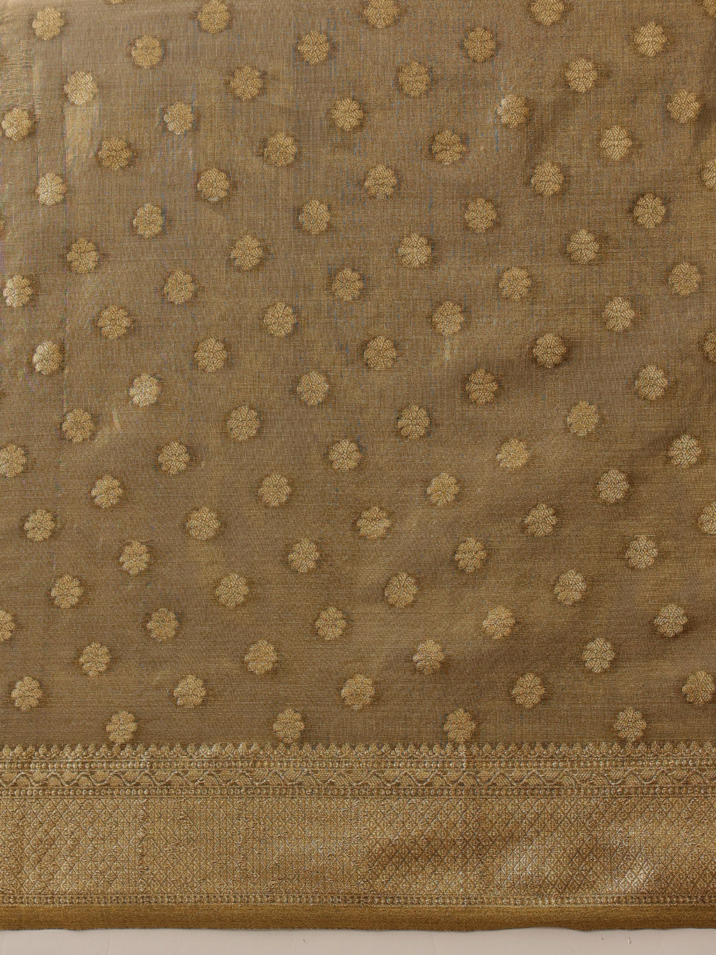 Grey Kanjivaram Tissue Silk Floral Zari Woven Saree