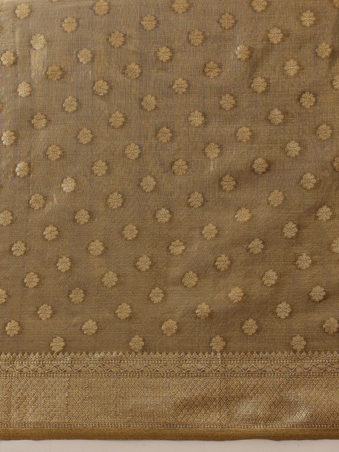 Grey Kanjivaram Tissue Silk Floral Zari Woven Saree