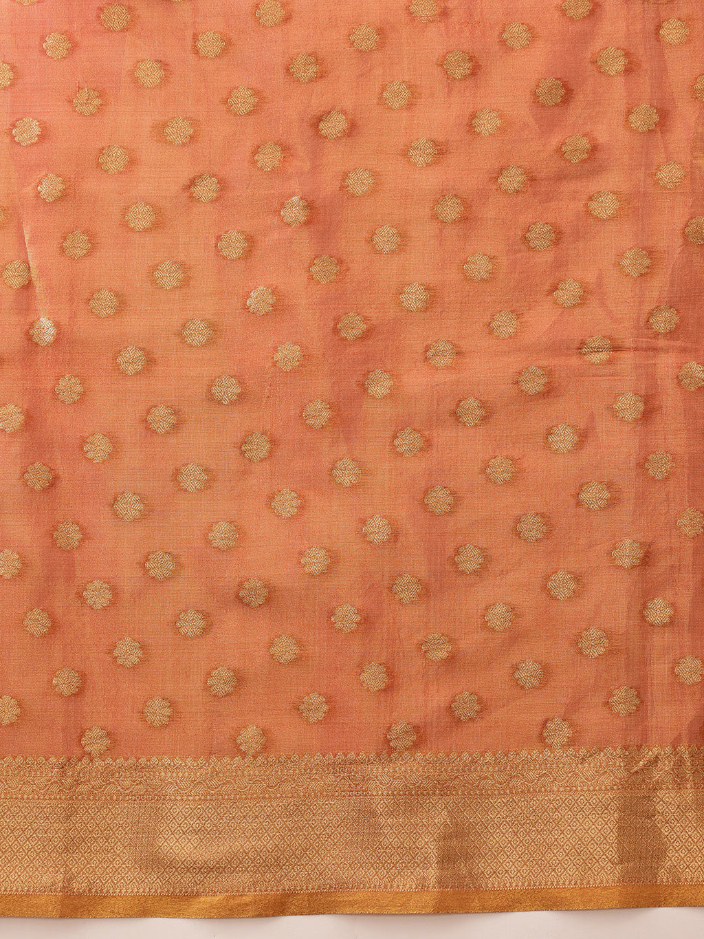Peach Kanjivaram Tissue Silk Saree with Floral Zari Weaving