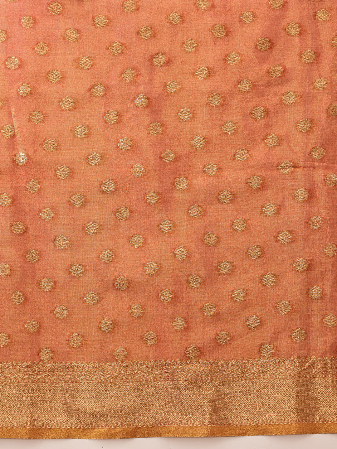 Peach Kanjivaram Tissue Silk Saree with Floral Zari Weaving