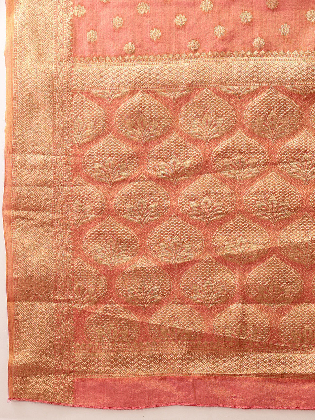 Pink Kanjivaram Tissue Silk Saree with Floral Zari Weave