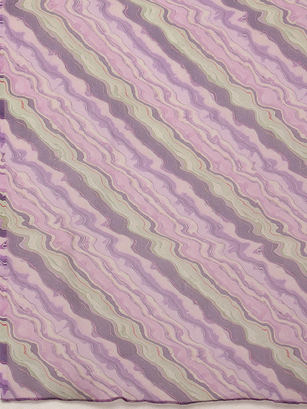 Lavender Cotton Blend Saree with Abstract Digital Print