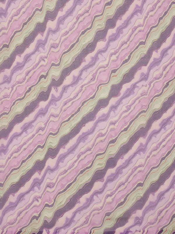 Lavender Cotton Blend Saree with Abstract Digital Print