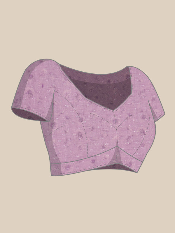 Lavender Cotton Blend Saree with Abstract Digital Print