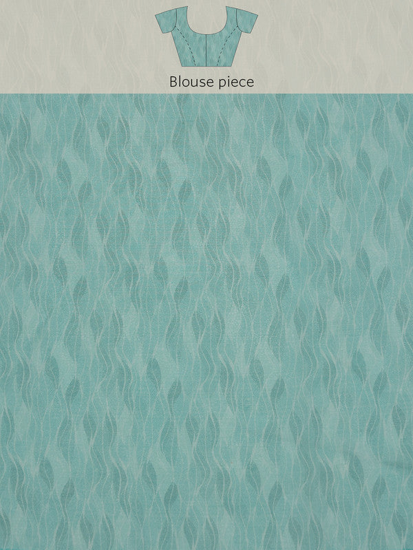 Turquoise Cotton Blend Abstract Print Casual Saree