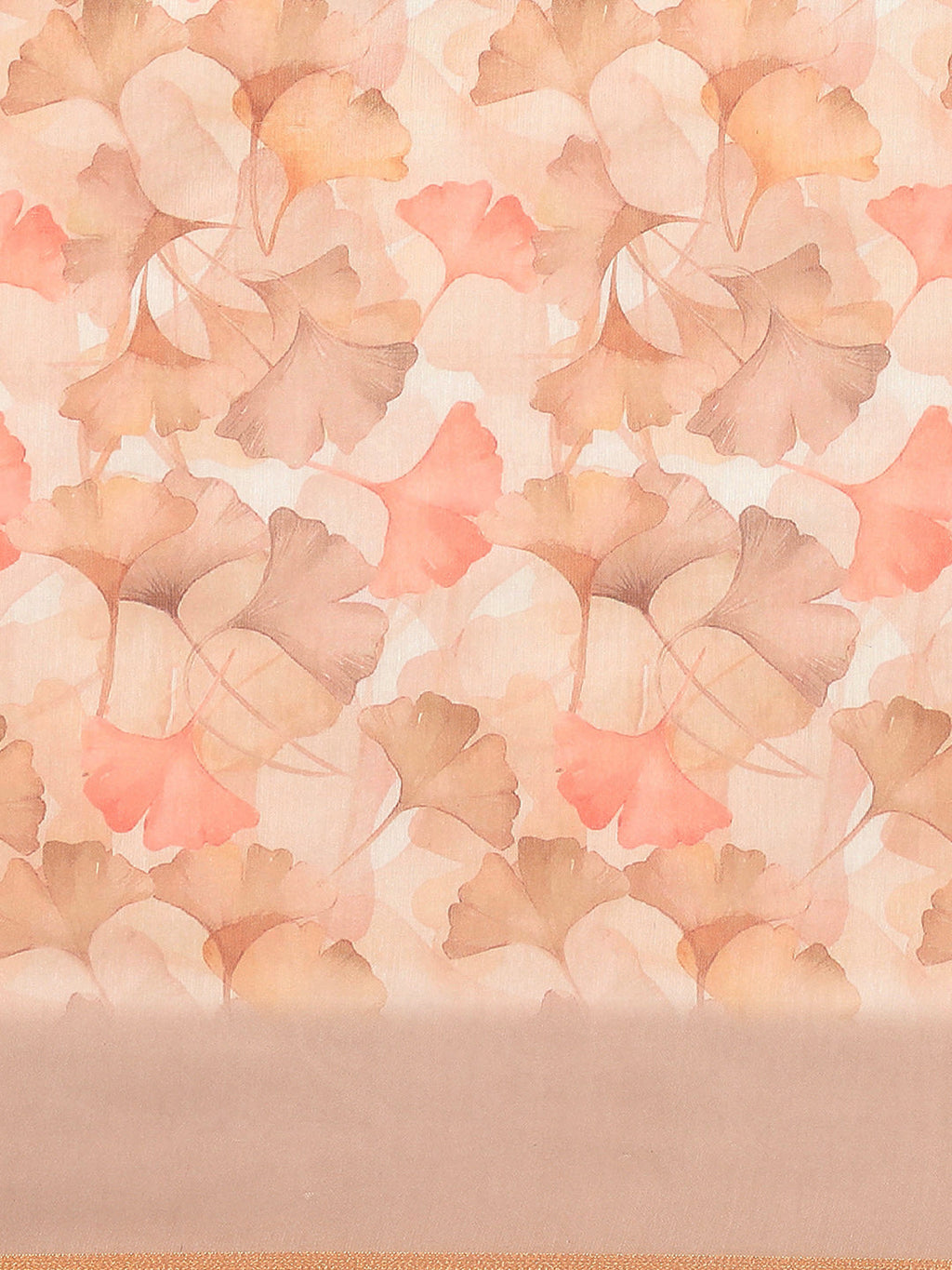 Beige Pure Cotton Floral Print Saree with Unstitched Blouse