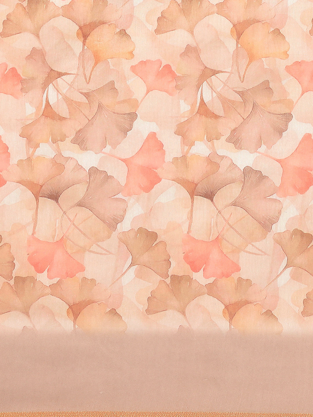 Beige Pure Cotton Floral Print Saree with Unstitched Blouse