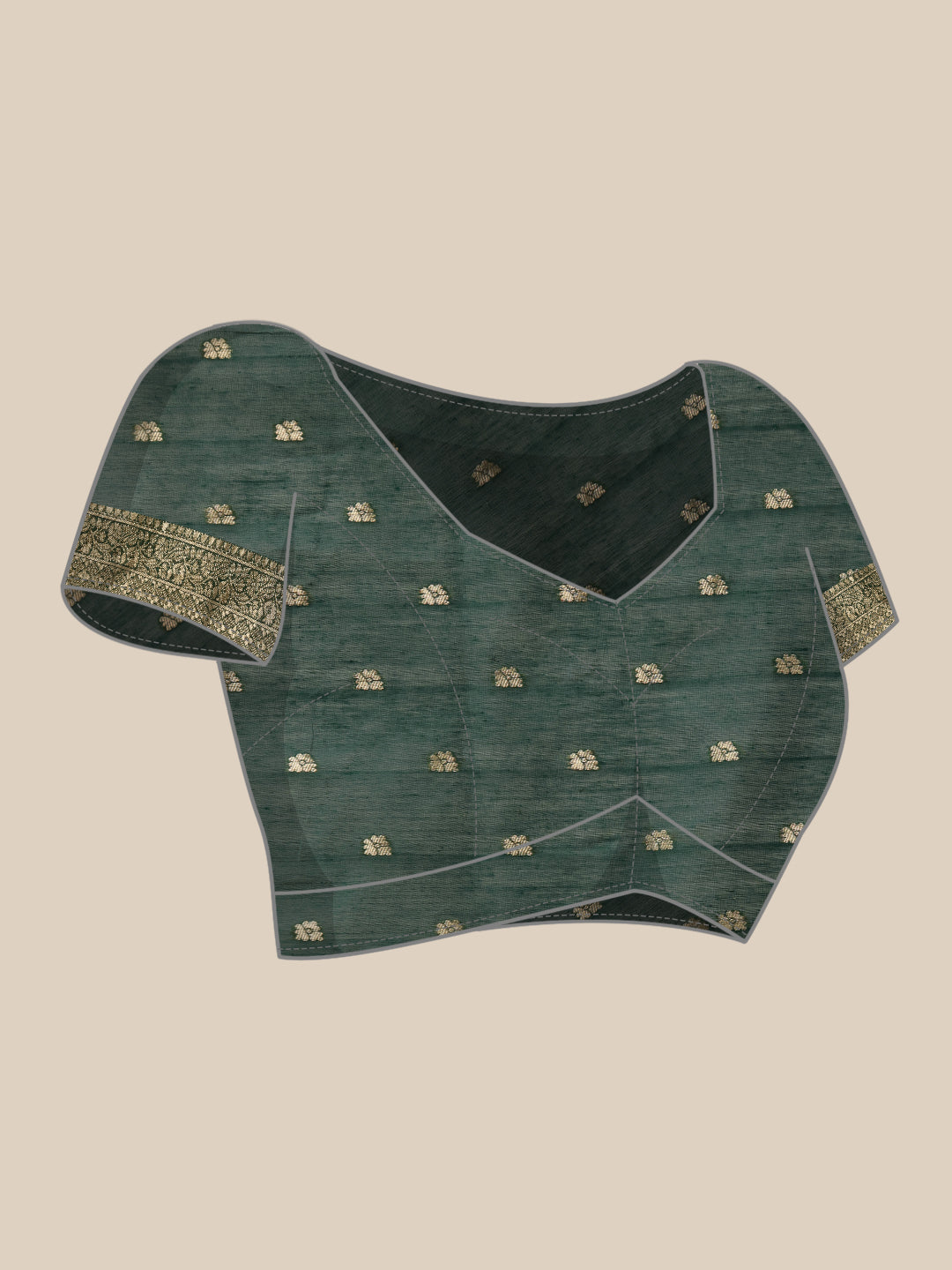 Green Jamdani Cotton Saree with Floral Woven Thread Work