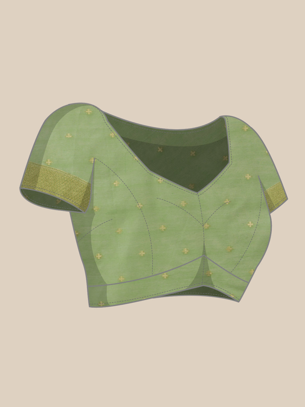 Lime Green Jamdani Cotton Saree with Floral Woven Thread