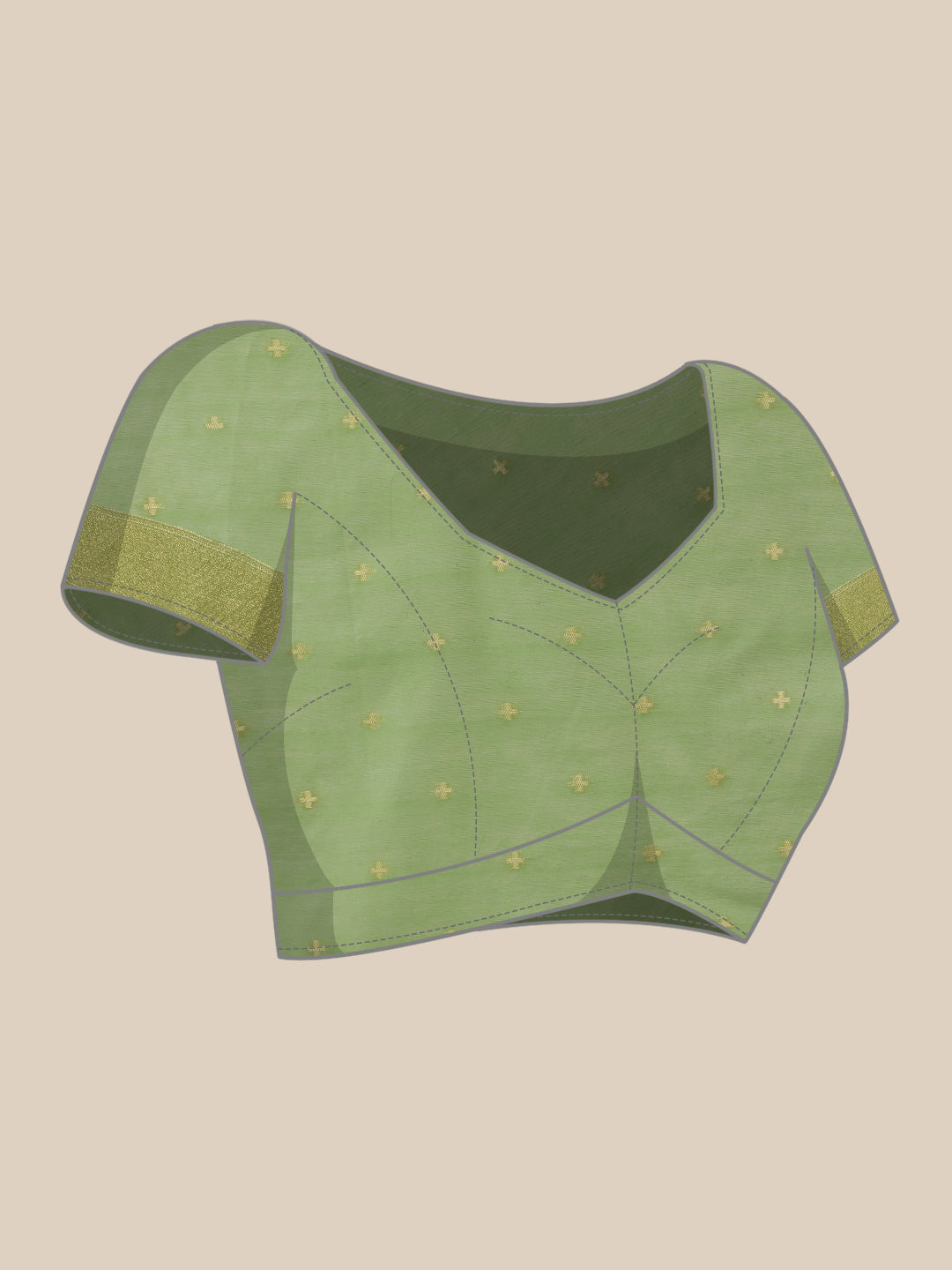 Lime Green Jamdani Cotton Saree with Floral Woven Thread