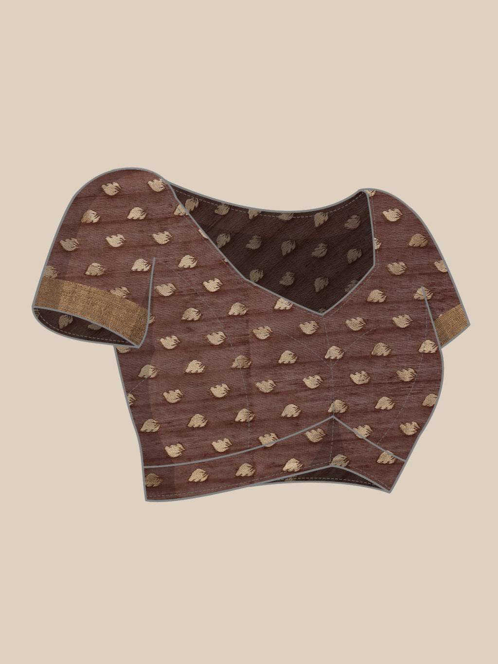 Brown Jamdani Cotton Saree with Floral Woven Thread Design
