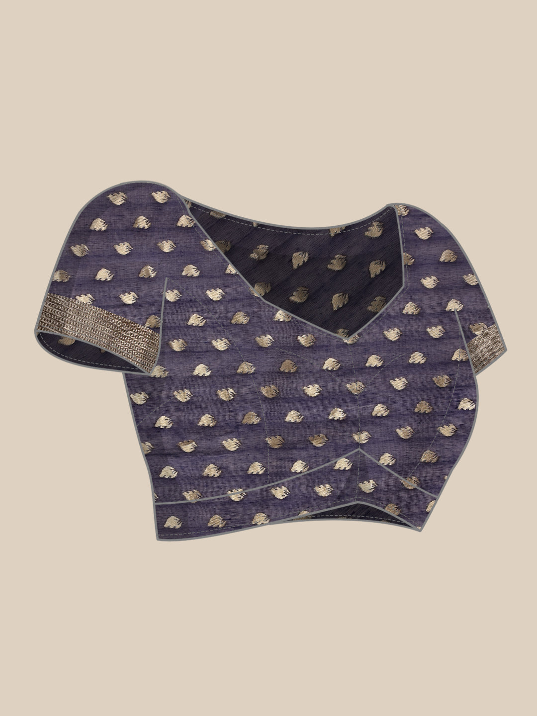 Navy Blue Jamdani Cotton Saree with Floral Woven Threads