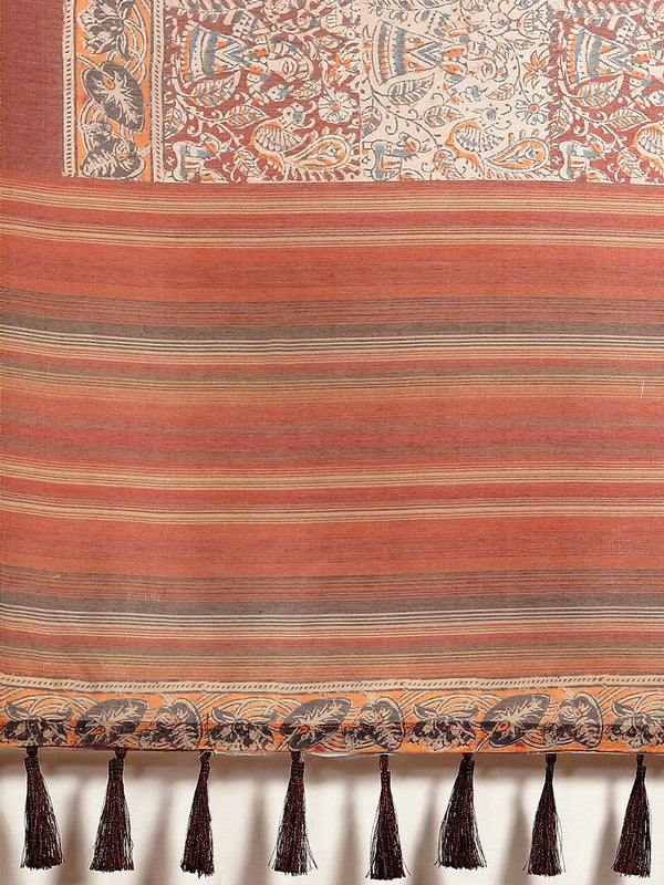 Multicolor Pure Cotton Printed Floral Saree with Unstitched Blouse - Hiral Fashion