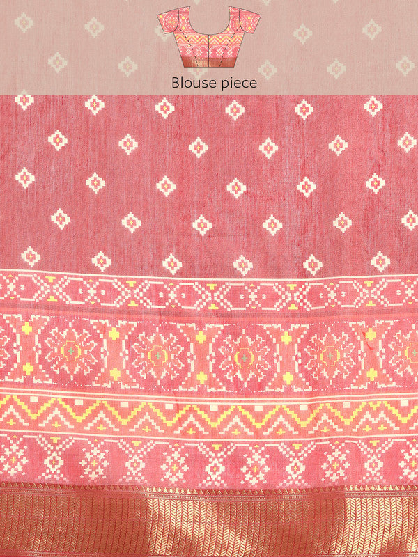 Mustard Silk Cotton Floral Printed Saree with Unstitched Blouse