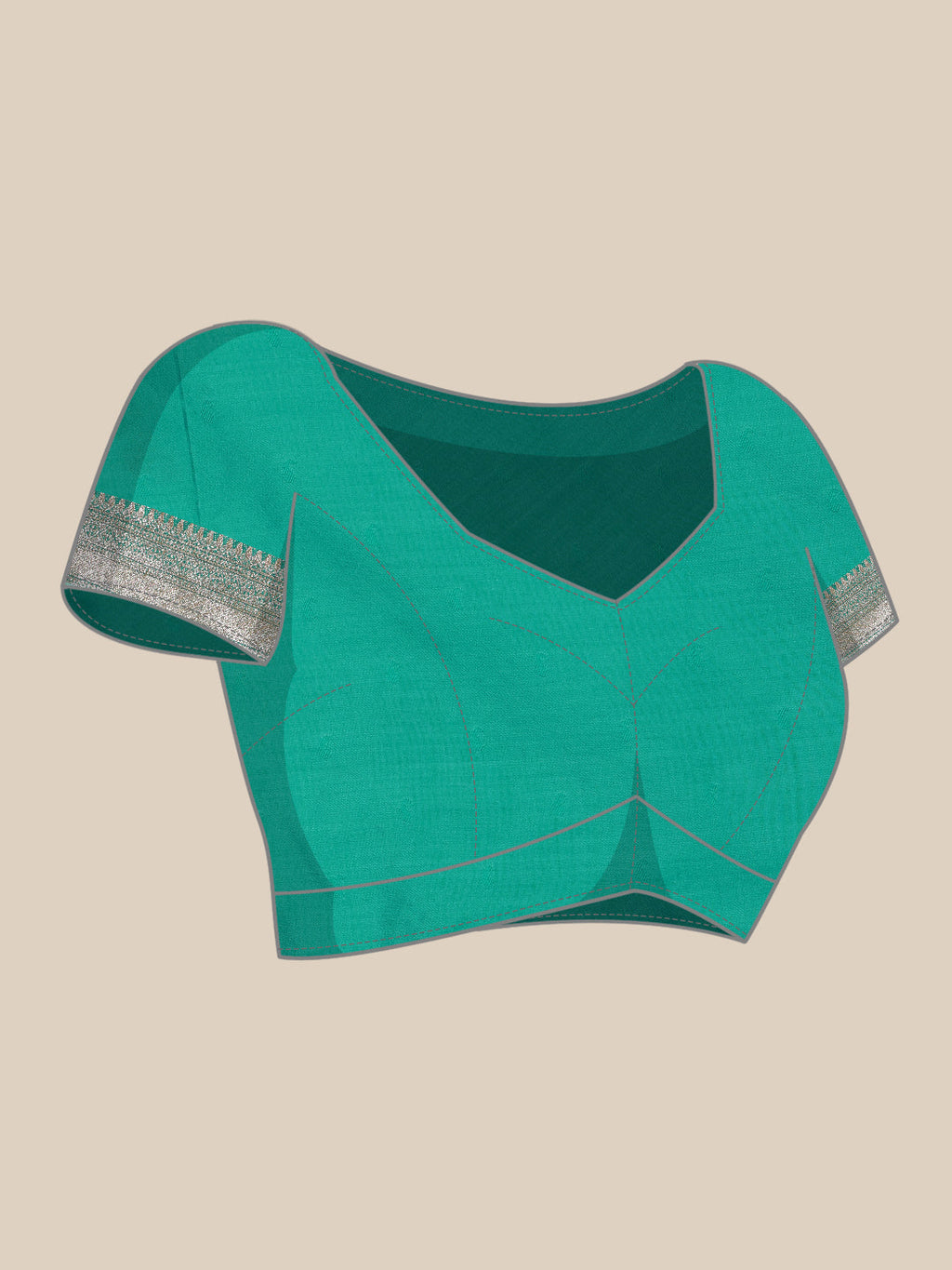 Turquoise Cotton Woven Zari Floral Saree with Unstitched Blouse