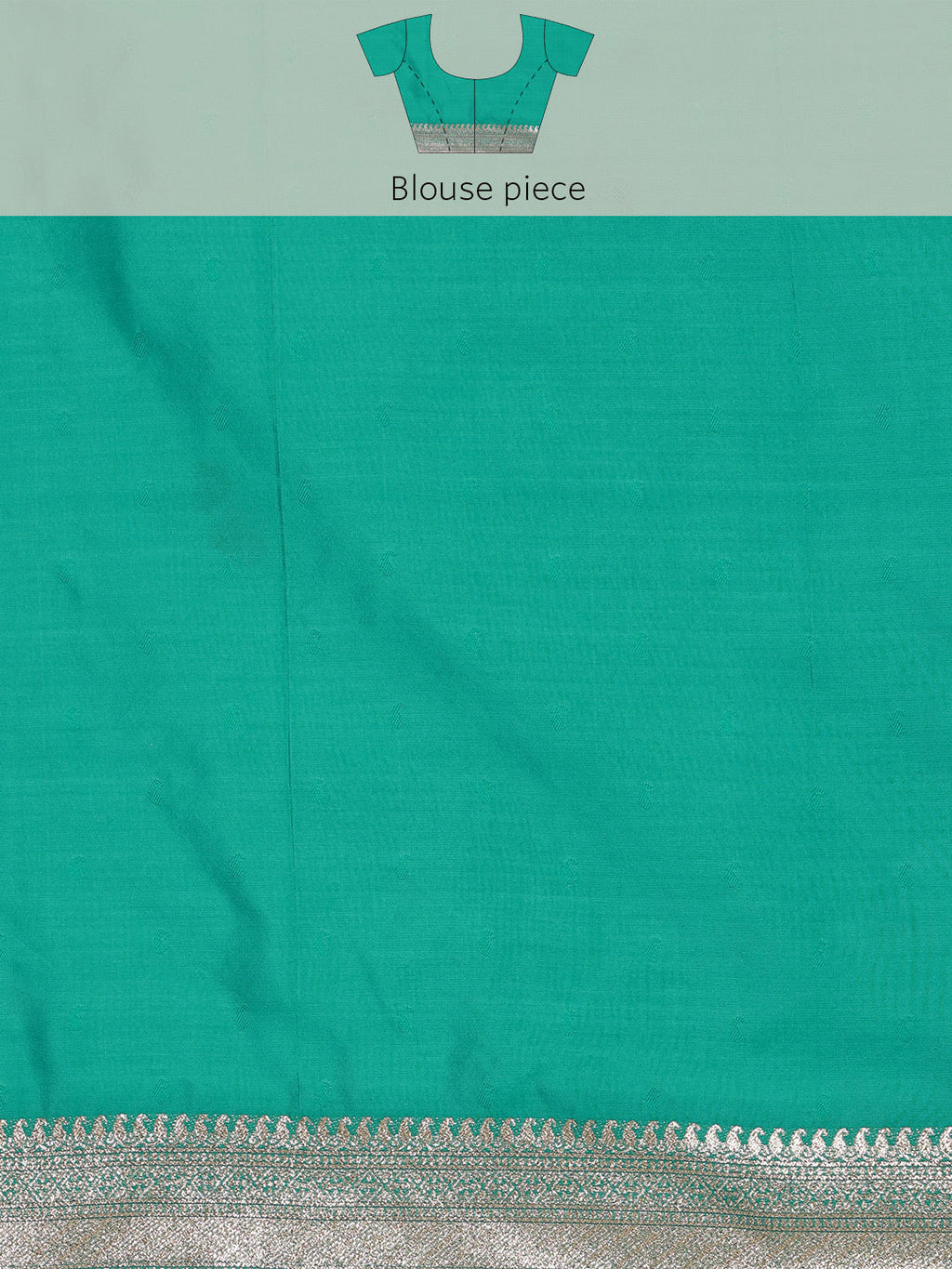 Turquoise Cotton Woven Zari Floral Saree with Unstitched Blouse
