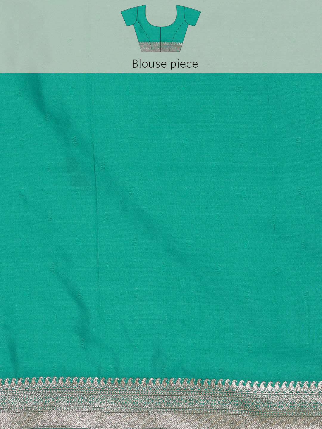Turquoise Cotton Woven Zari Floral Saree with Unstitched Blouse