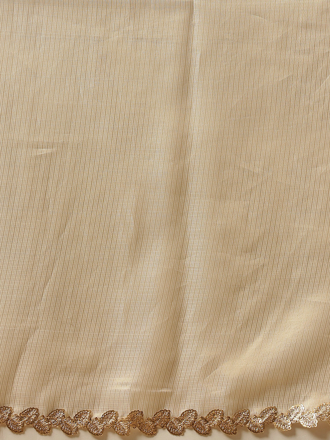 Beige Muga Silk Saree with Elegant Gota Patti Lace Work