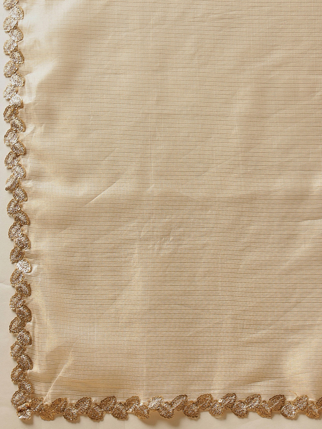 Beige Muga Silk Saree with Elegant Gota Patti Lace Work